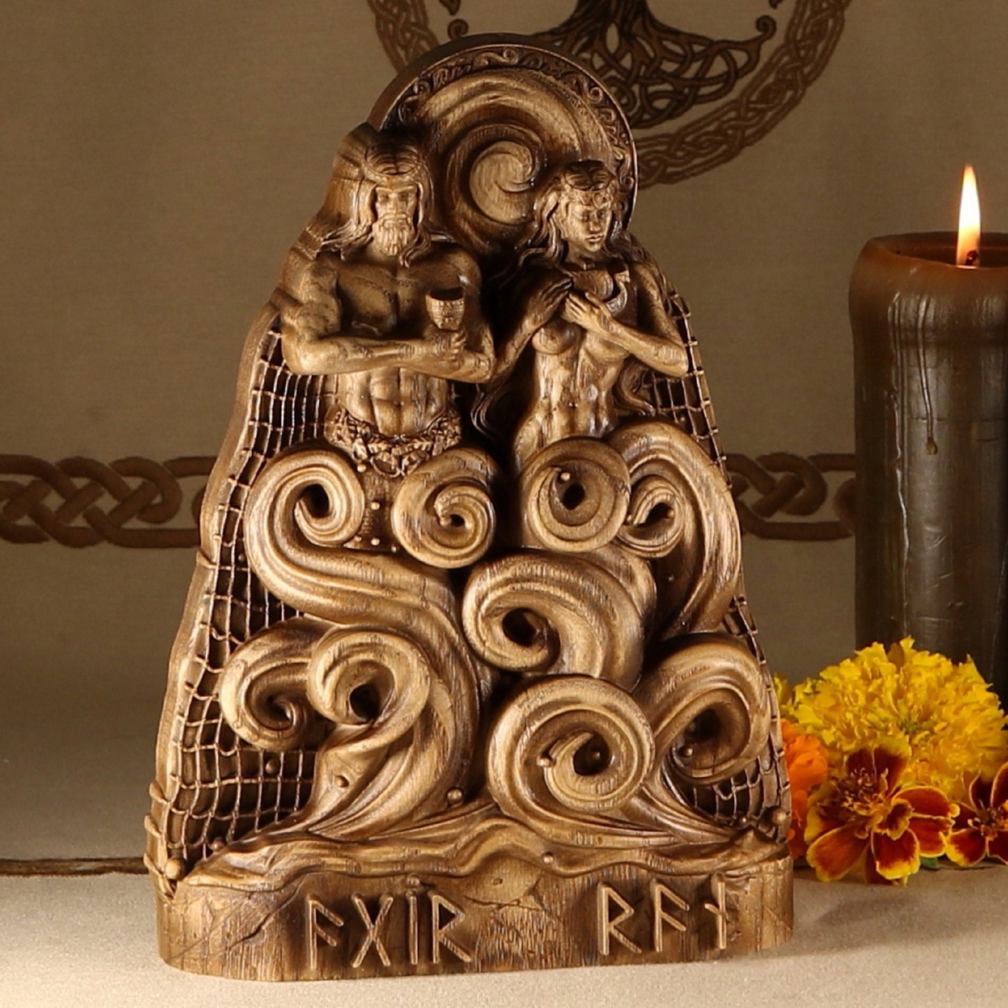 Aegir and Ran Norse Gods Statues