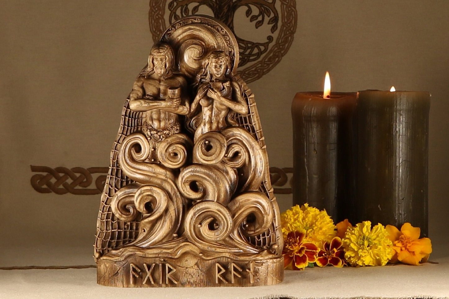 Aegir and Ran Norse Gods Statues