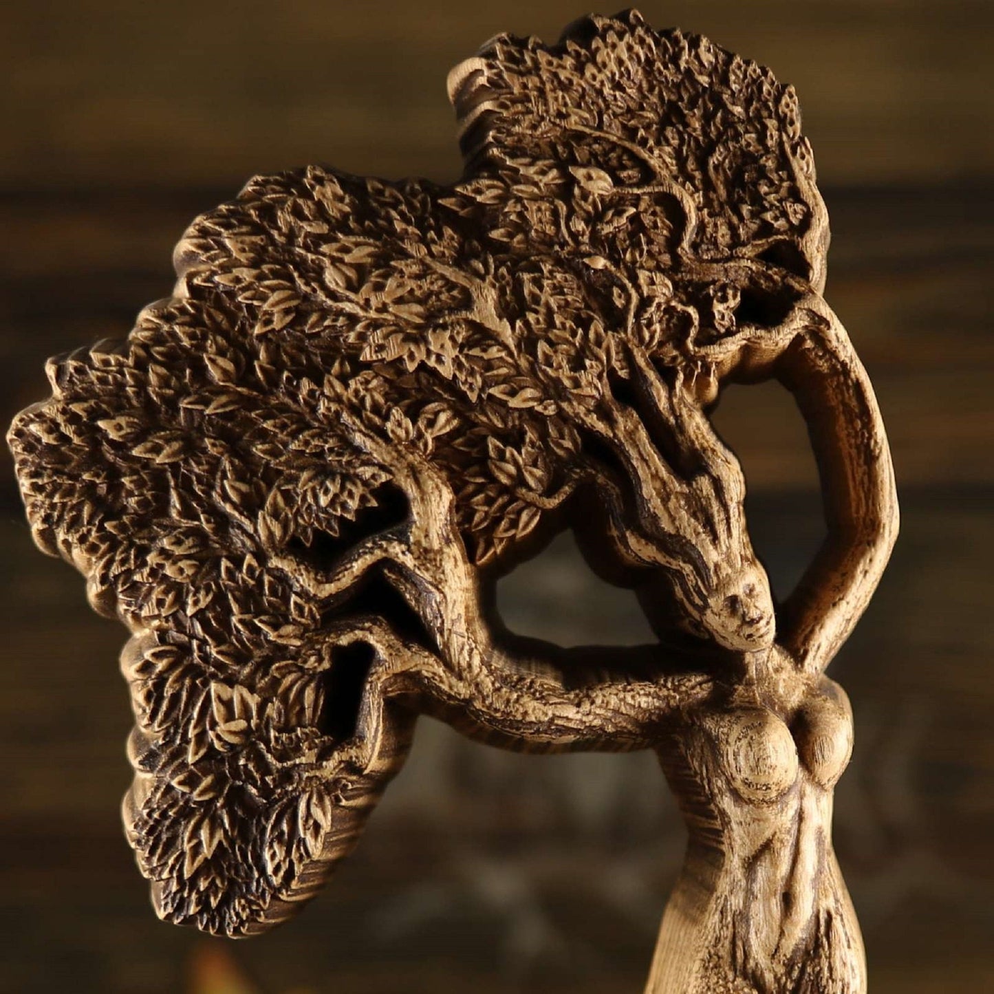 Wooden Dryad Statue - Greek Mythology Tree Nymph Sculpture