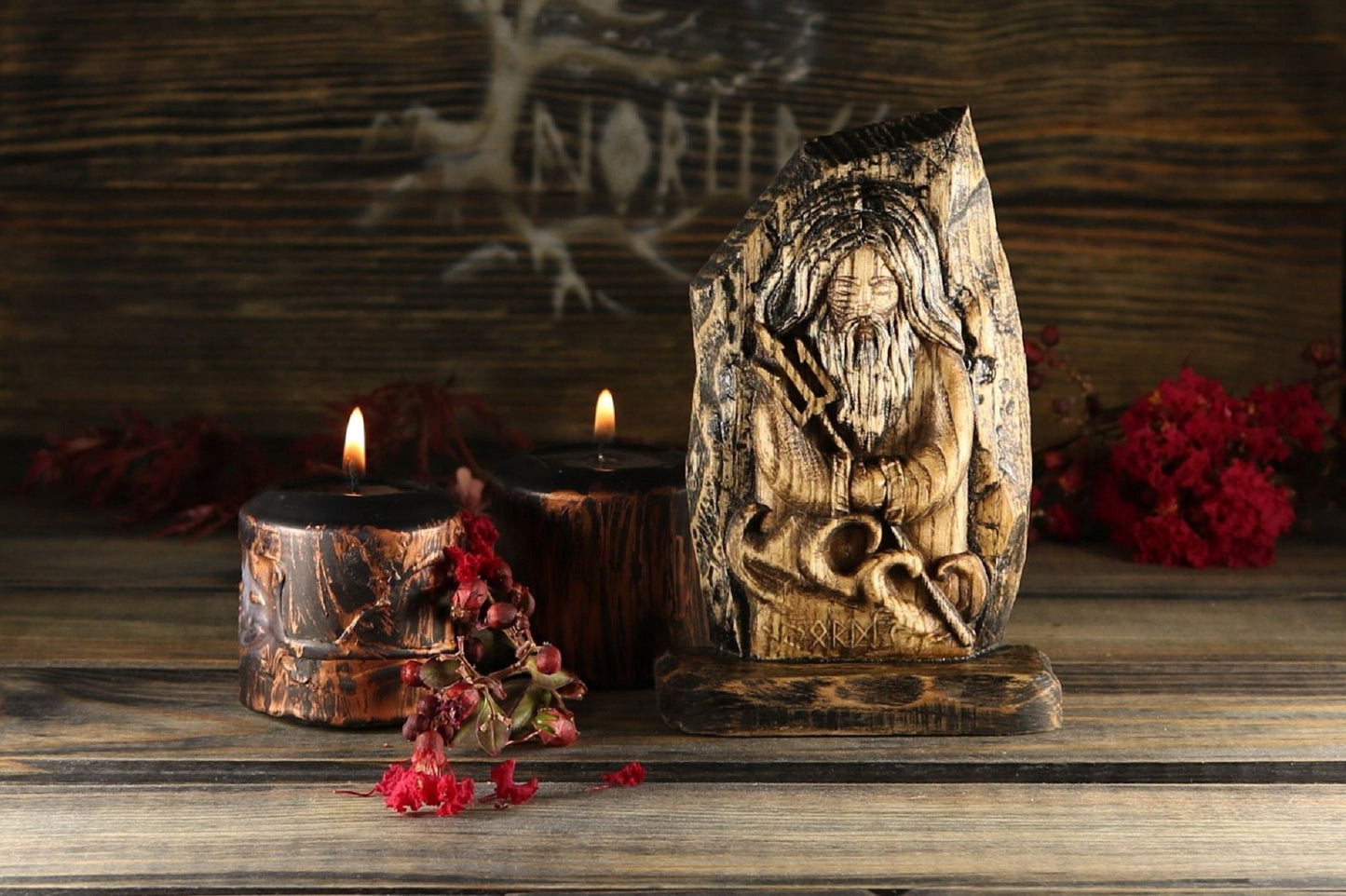 Njord Wood carving Wood norsе рagan Mini statue