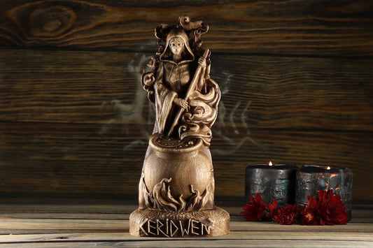 Divine Wisdom: Wooden Welsh Goddess Statue