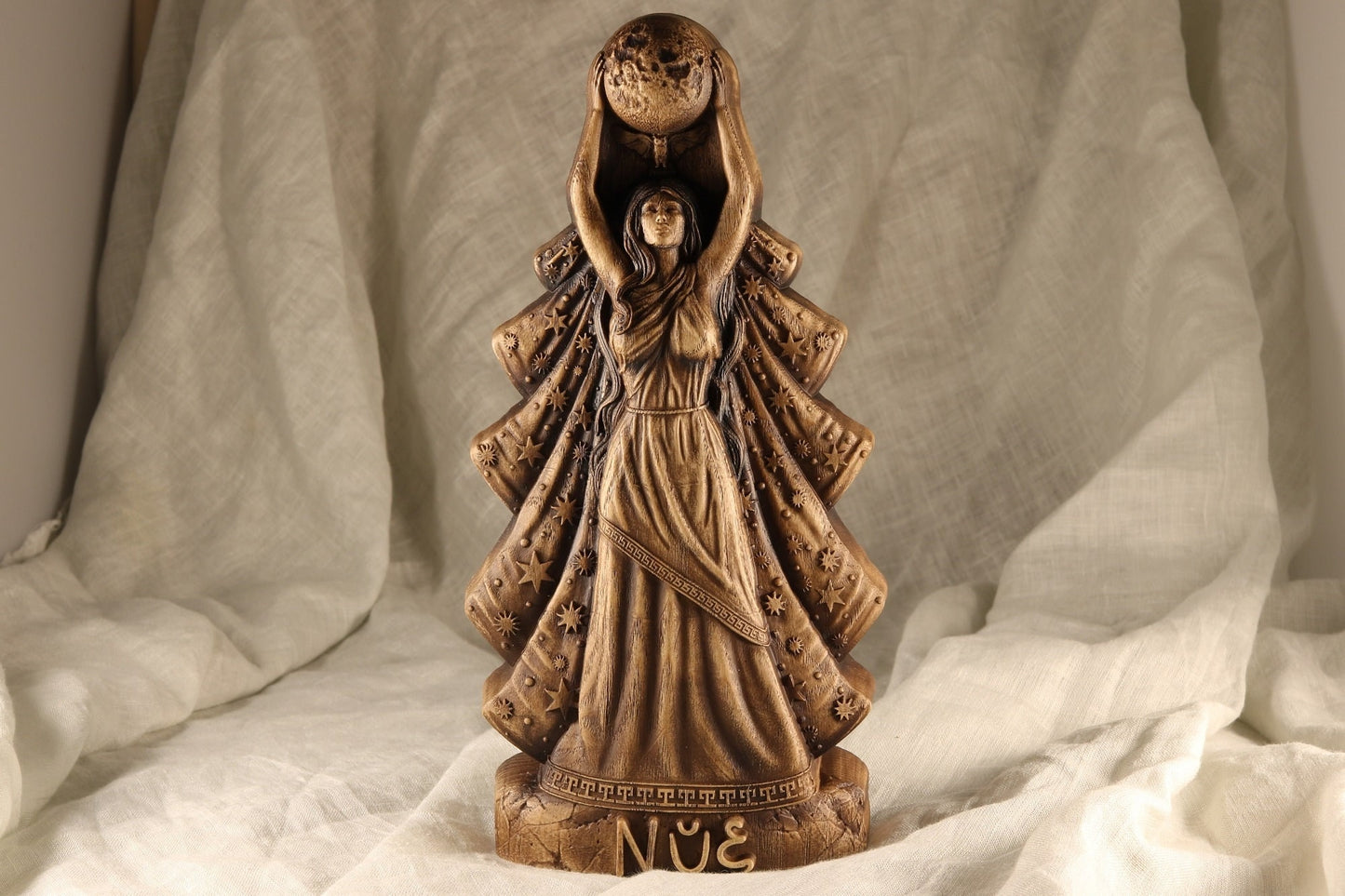 Nyx Statue - Wooden Greek Goddess Sculpture