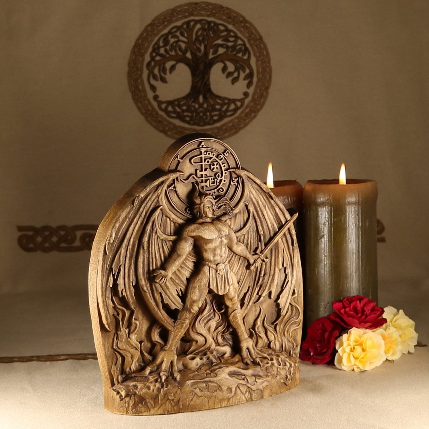 Asmodeus Statue - Wooden Greek Statue