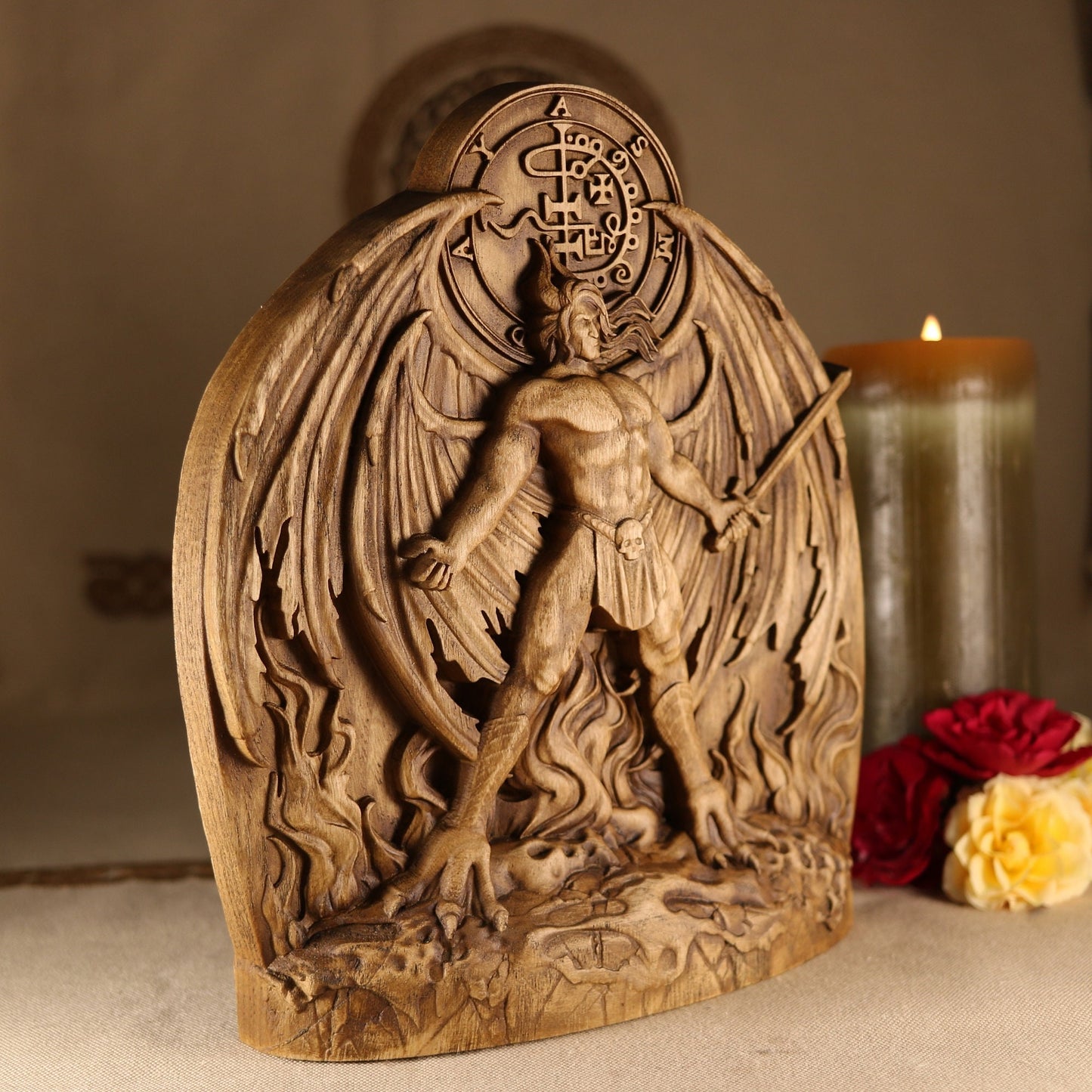 Asmodeus Statue - Wooden Greek Statue