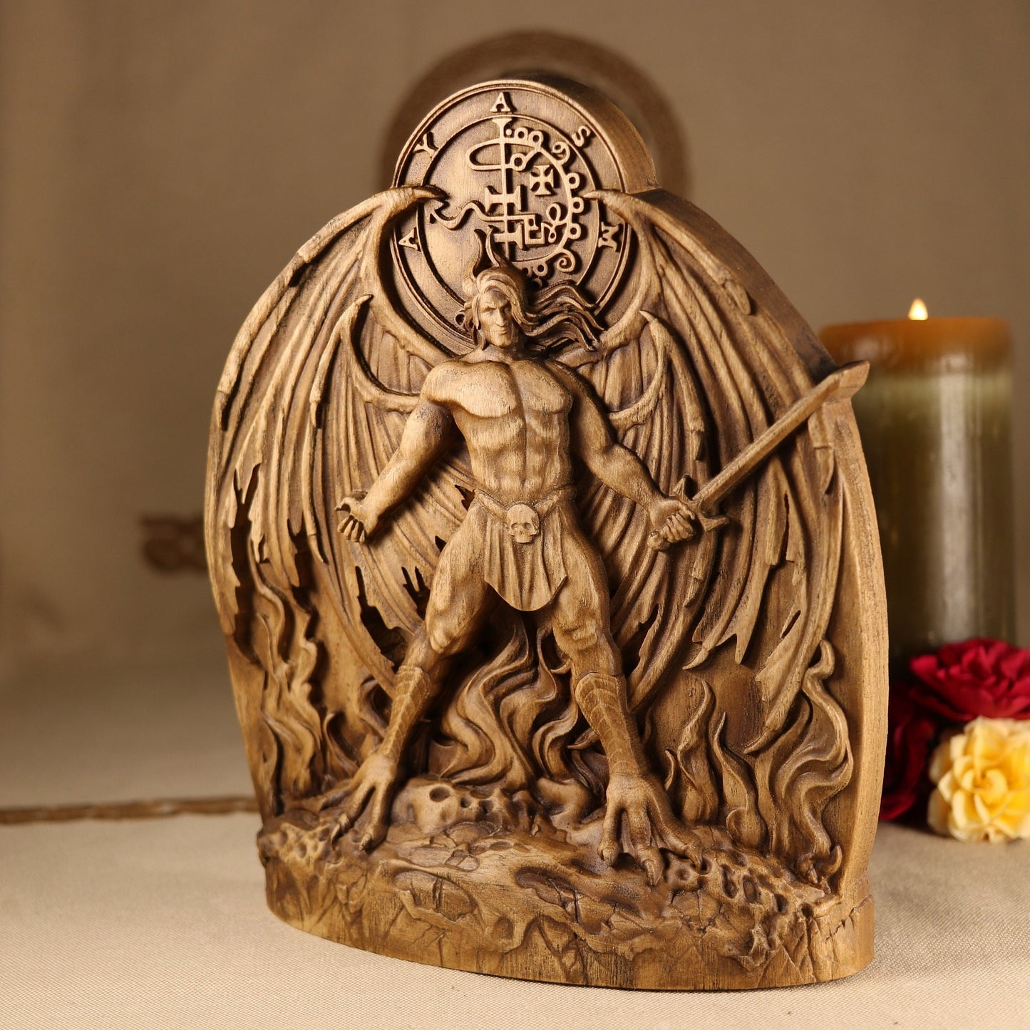Asmodeus Statue - Wooden Greek Statue