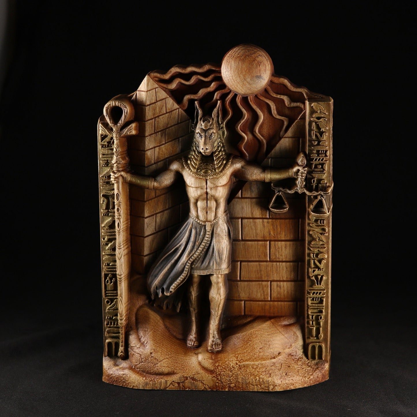 Anubis statue Egyptian god God of death Wooden statue