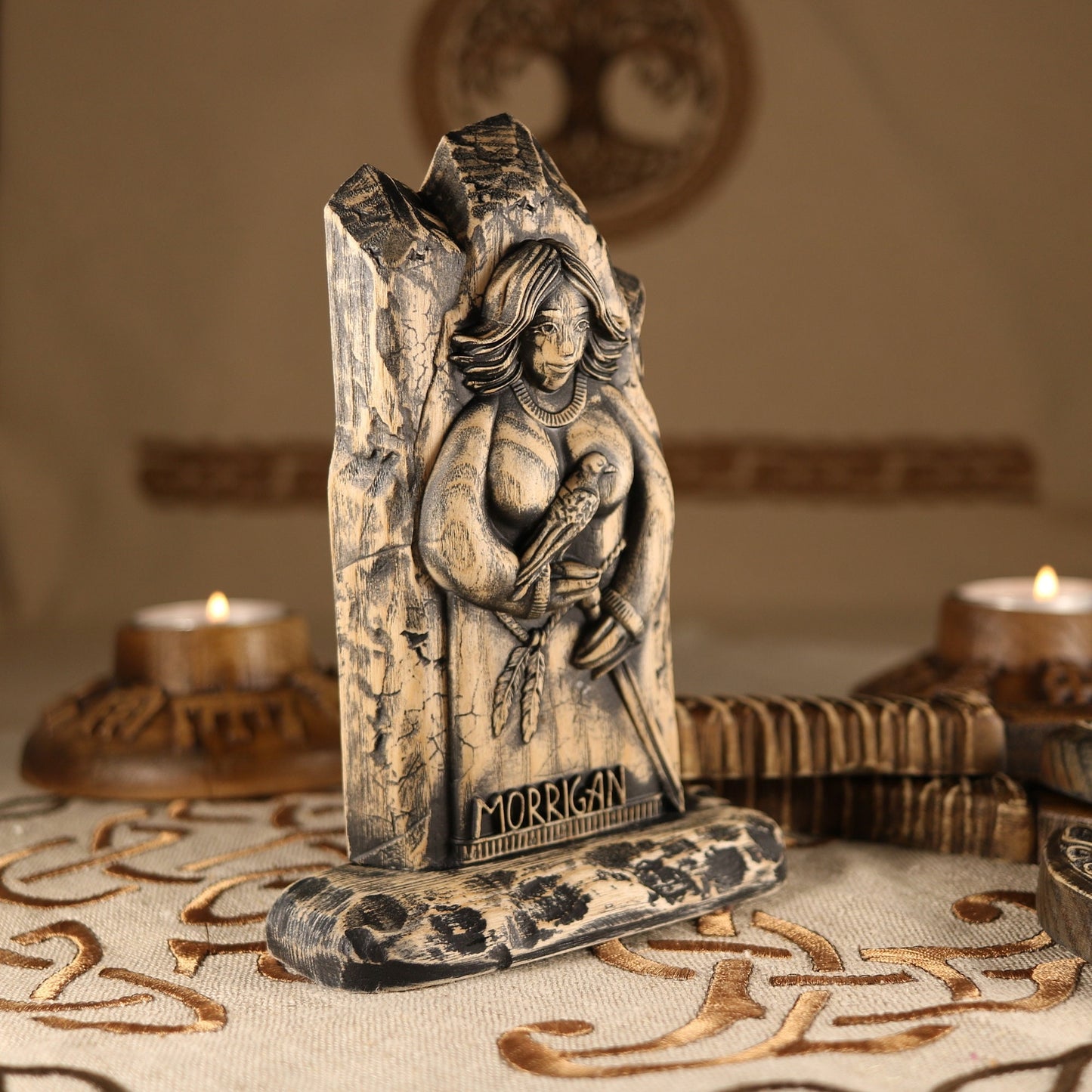 Morrigan Wooden statue