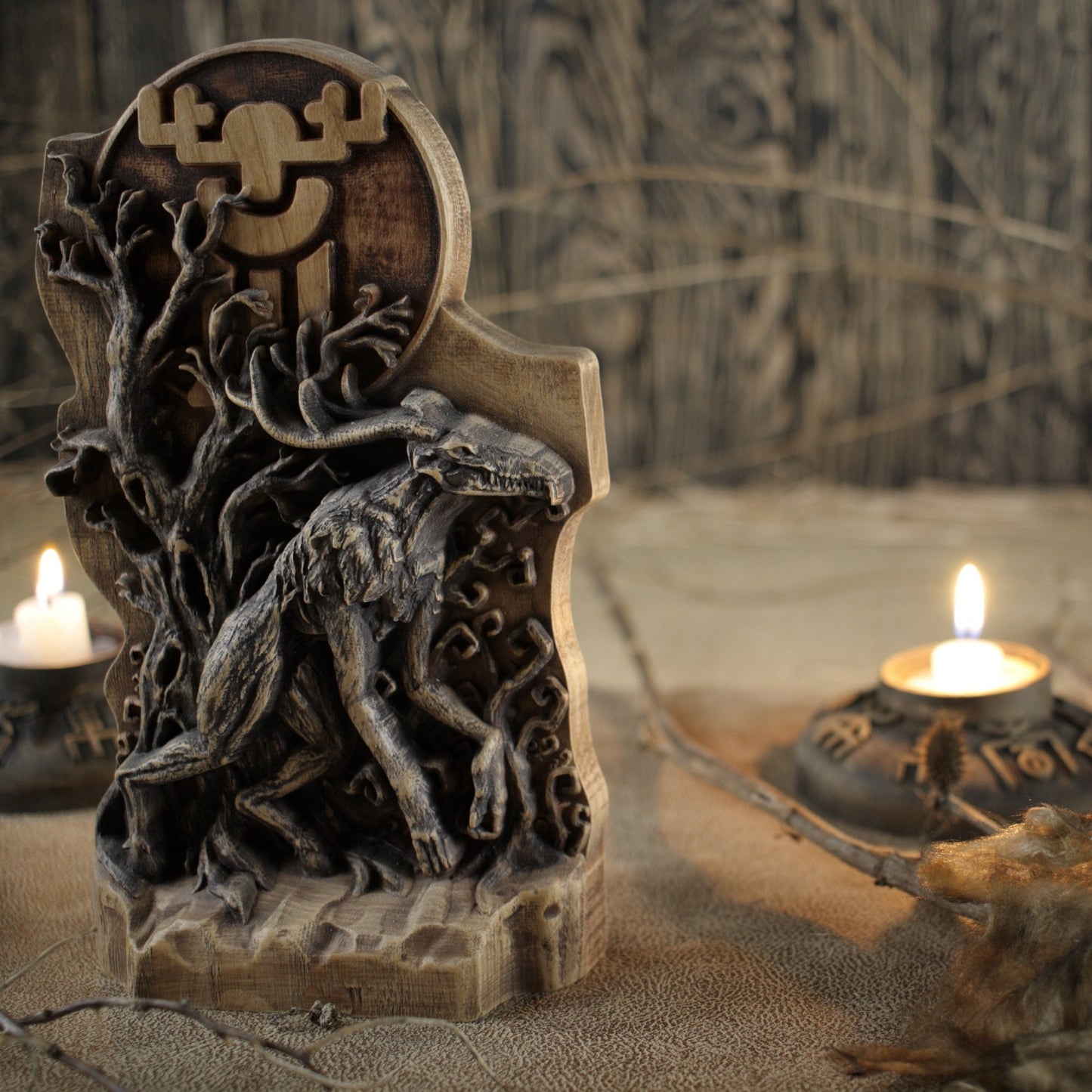 Wendigo, Monster statue, Magical creature, wooden statue