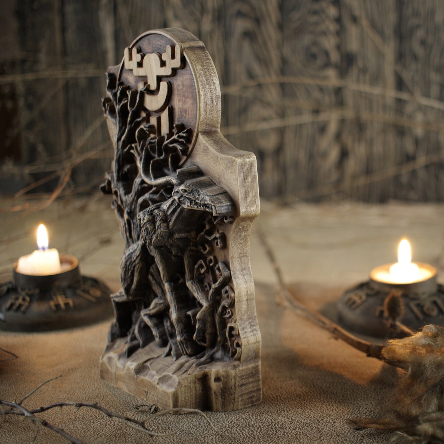 Wendigo, Monster statue, Magical creature, wooden statue