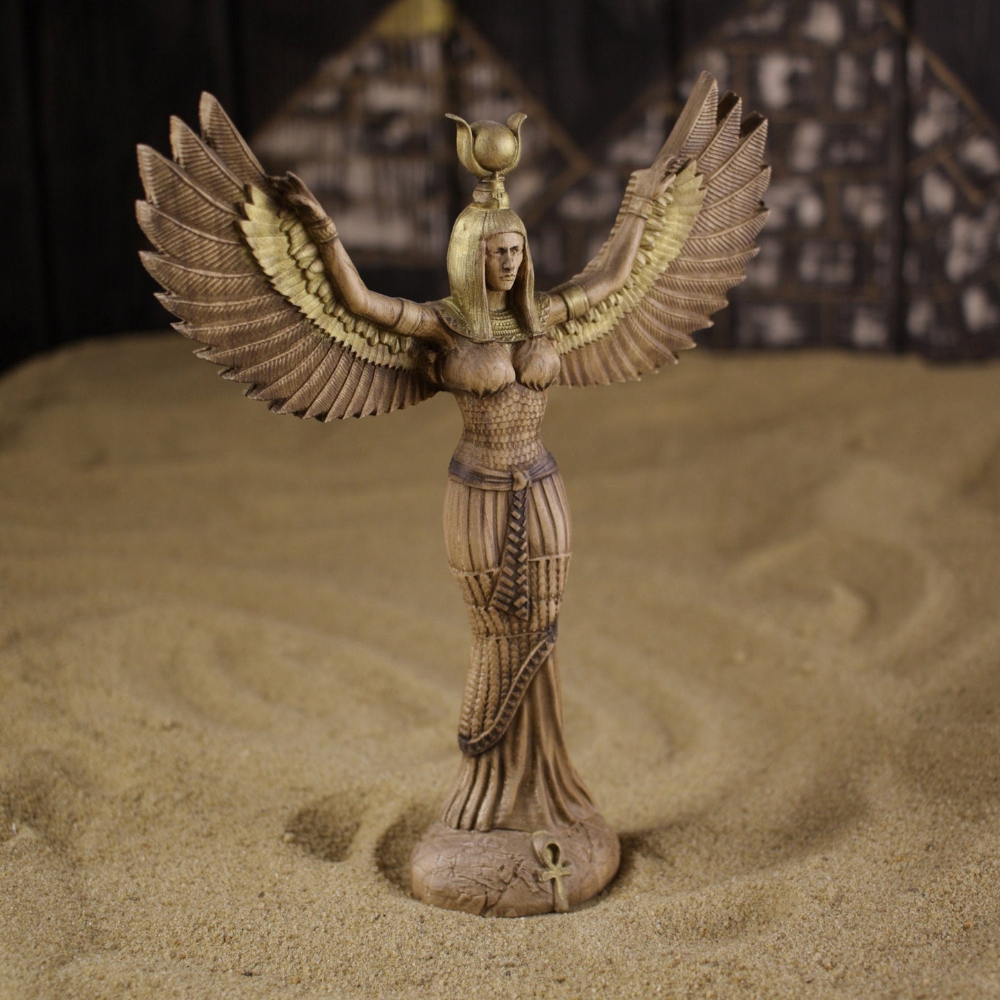 Egyptian Decor Isis - Wood Carving Egyptian Goddess