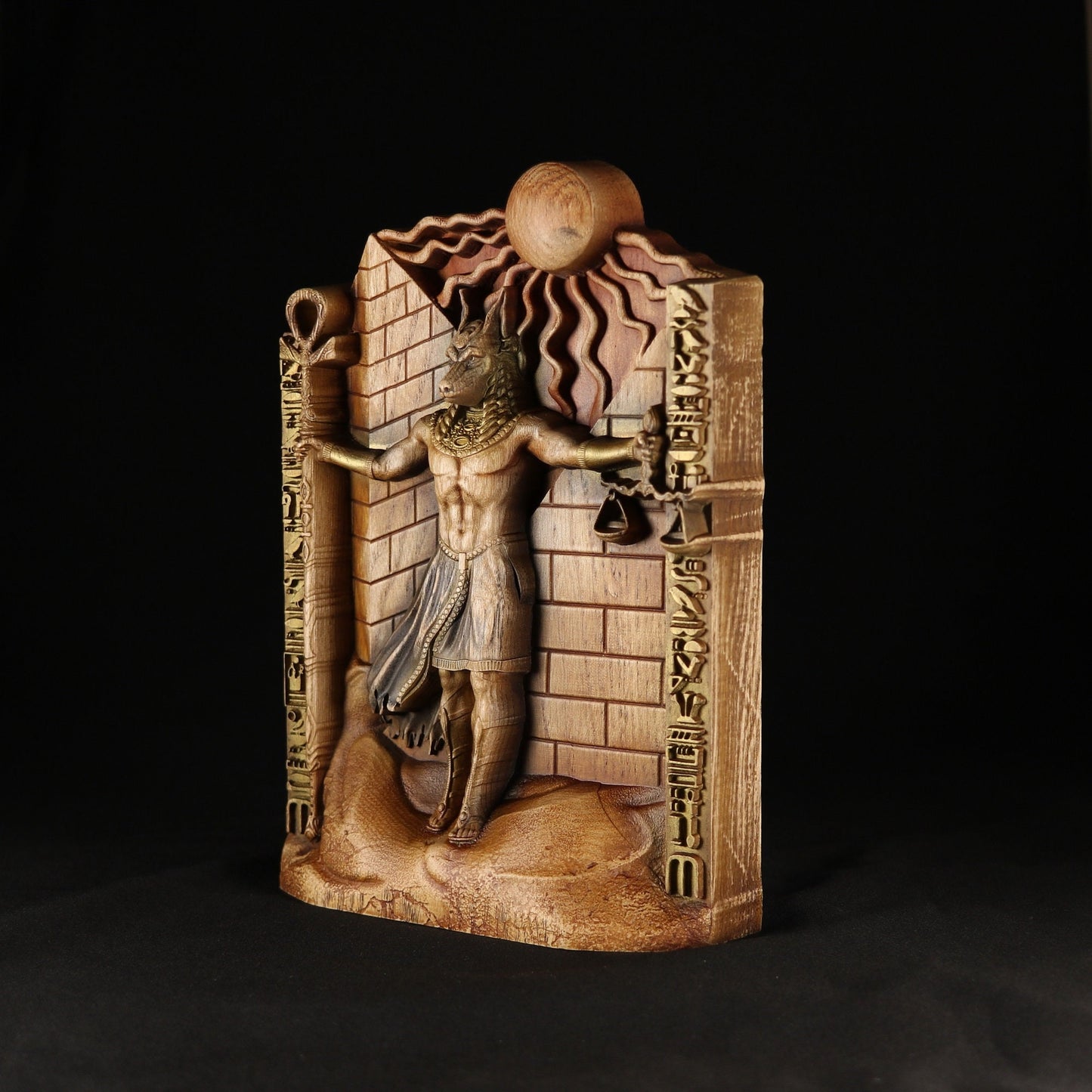 Anubis statue Egyptian god God of death Wooden statue