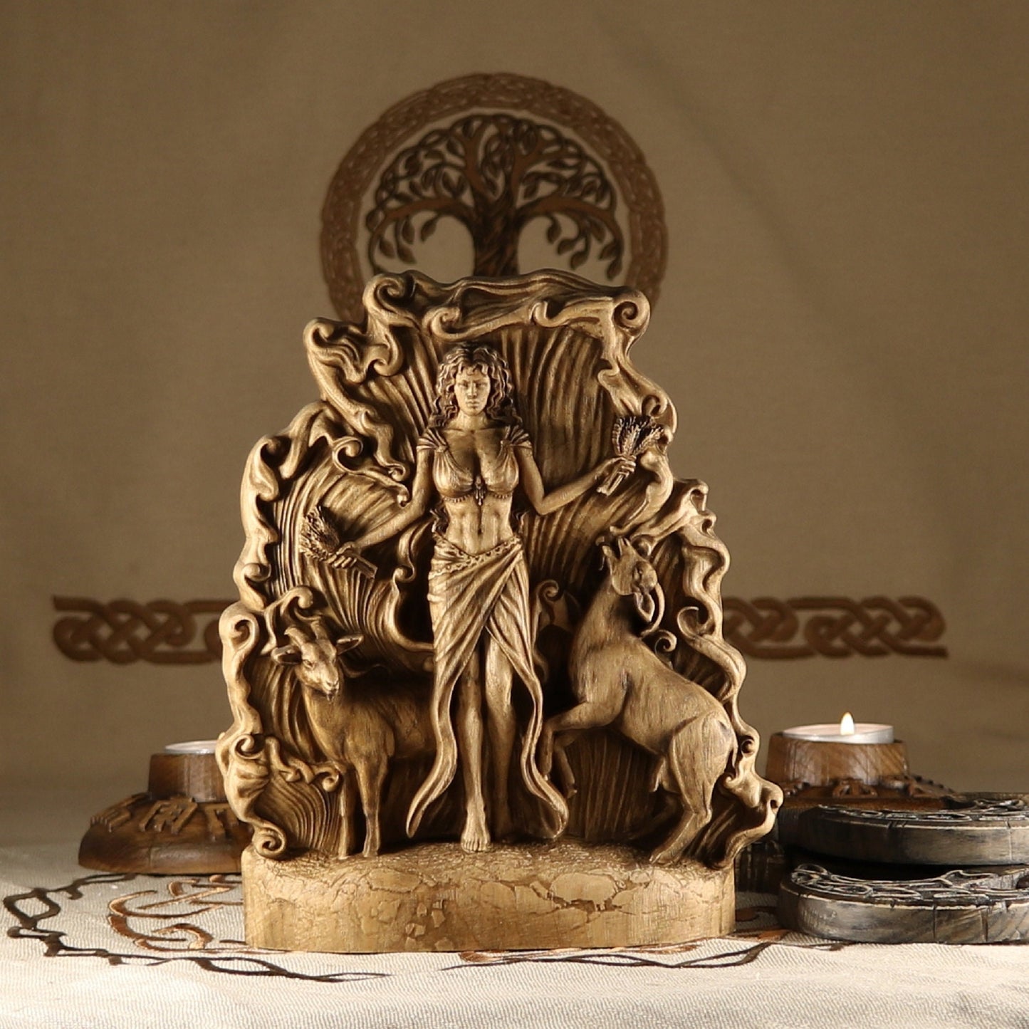 Ashera, Sea goddess, Wooden goddess statue