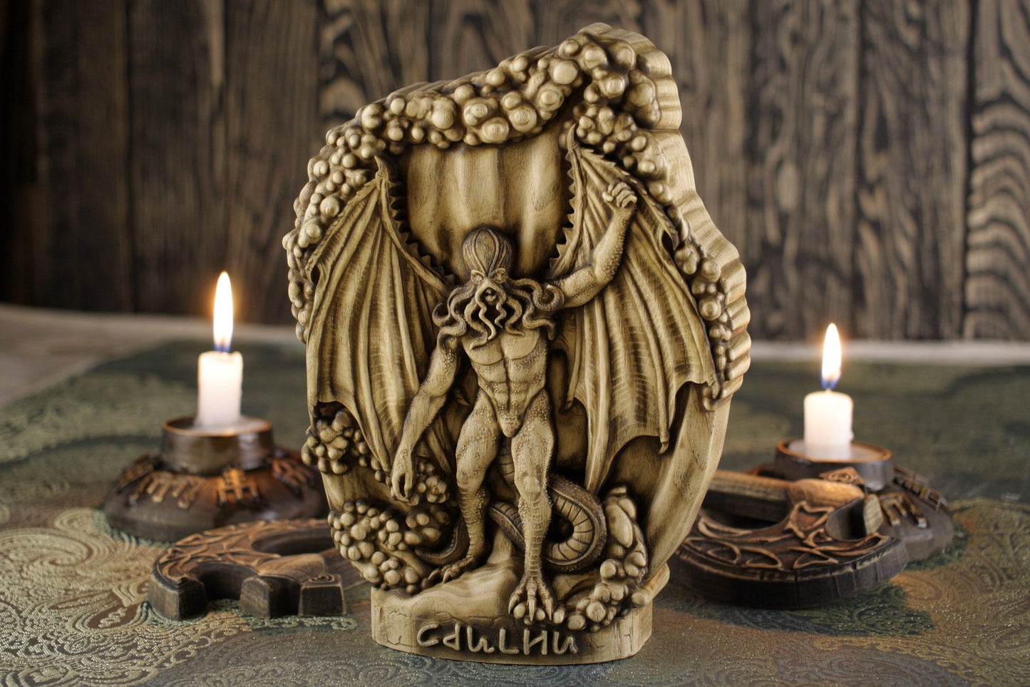 Cthulhu Idol Statue - Wooden Octopus Statue