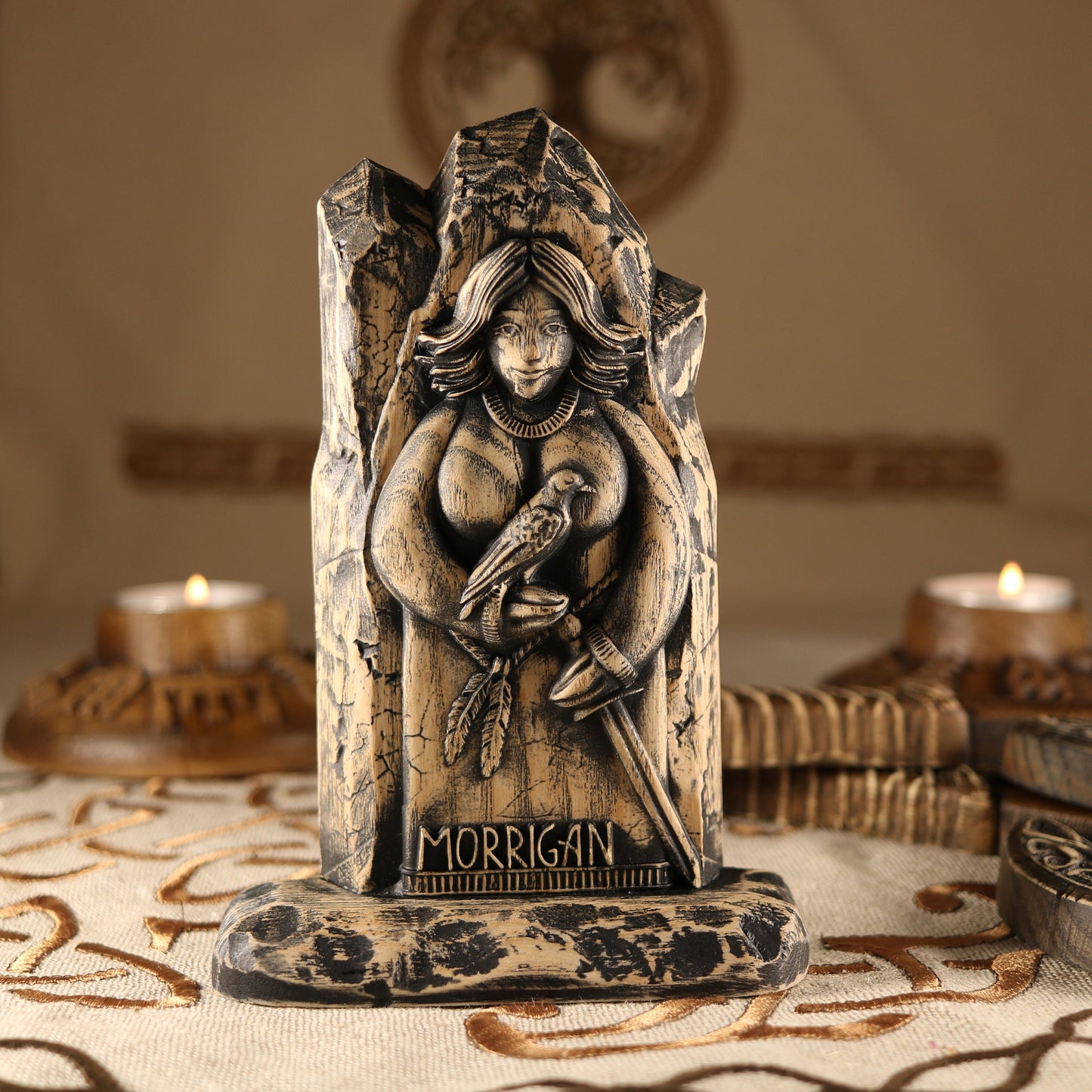 Morrigan Wooden statue