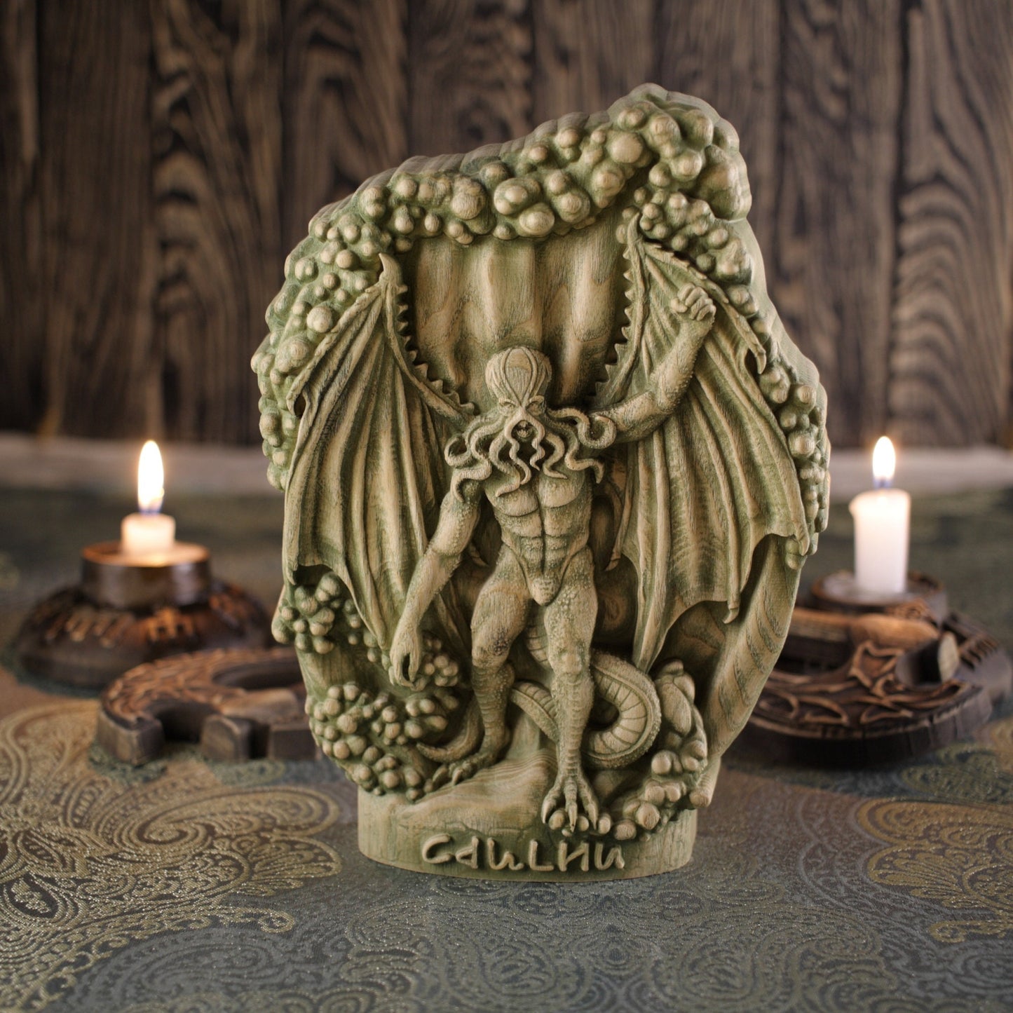 Cthulhu Idol Statue - Wooden Octopus Statue