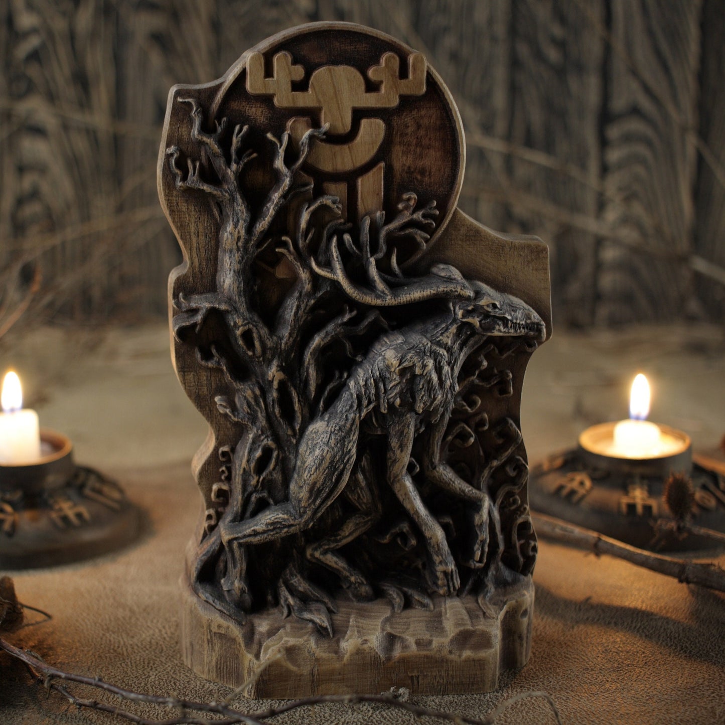 Wendigo, Monster statue, Magical creature, wooden statue