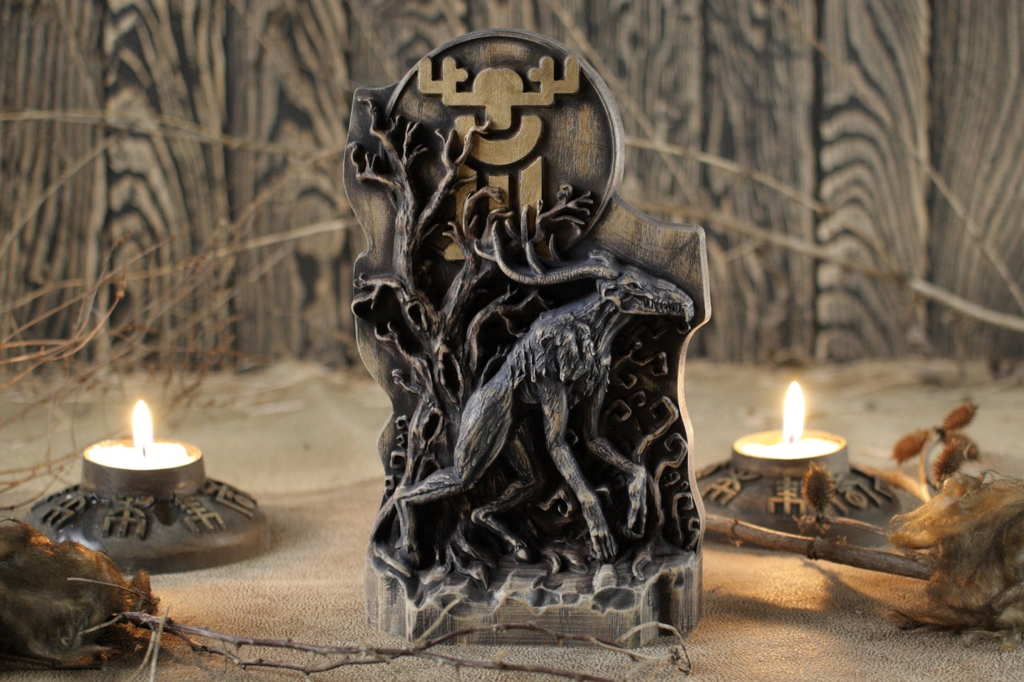 Wendigo, Monster statue, Magical creature, wooden statue