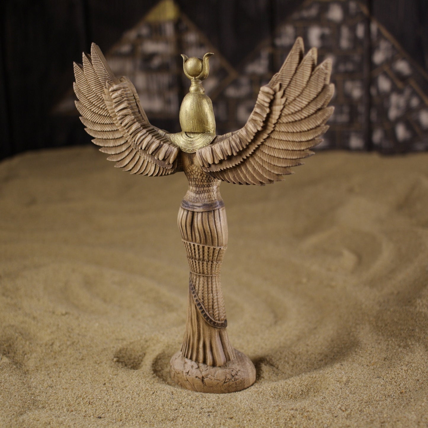 Egyptian Decor Isis - Wood Carving Egyptian Goddess