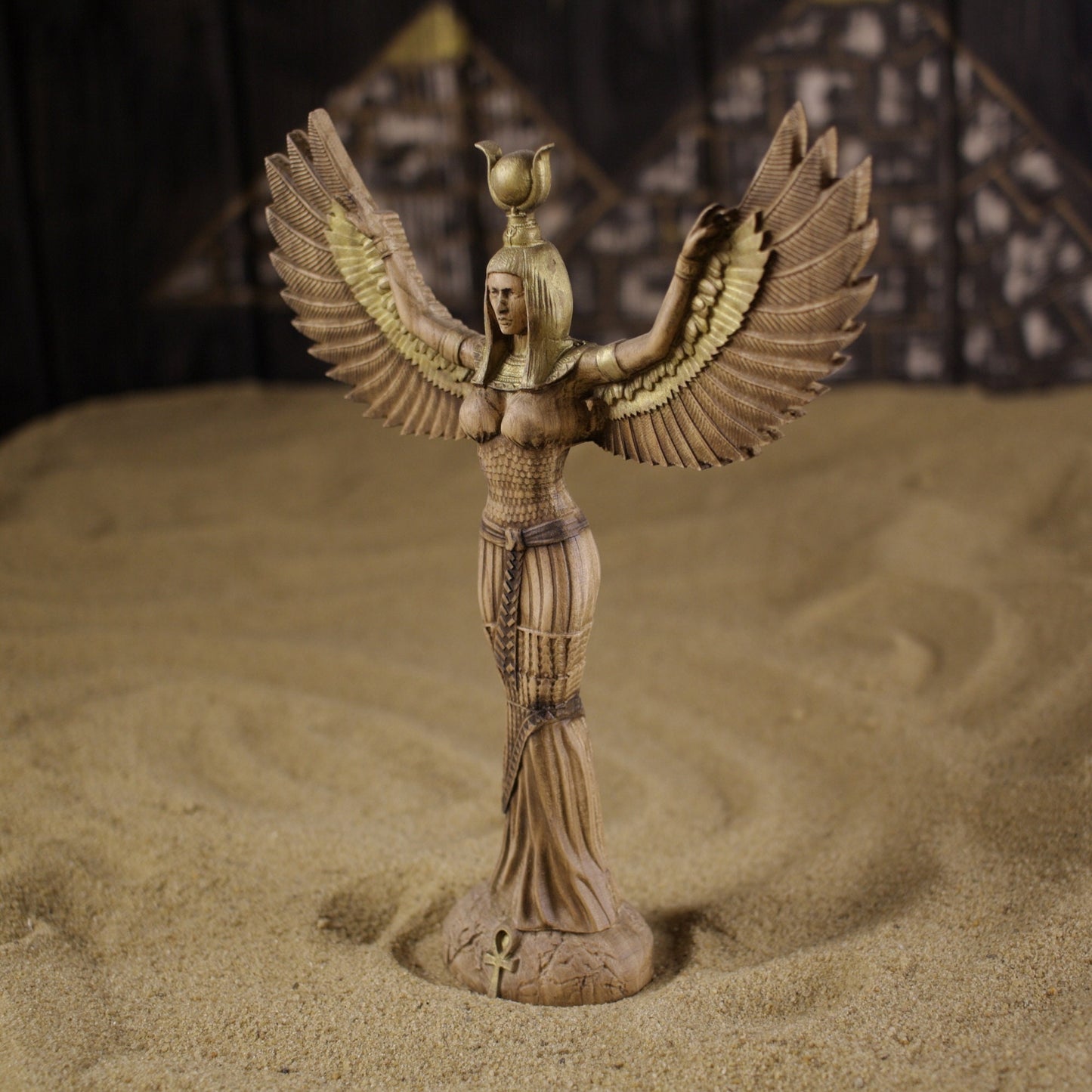 Egyptian Decor Isis - Wood Carving Egyptian Goddess