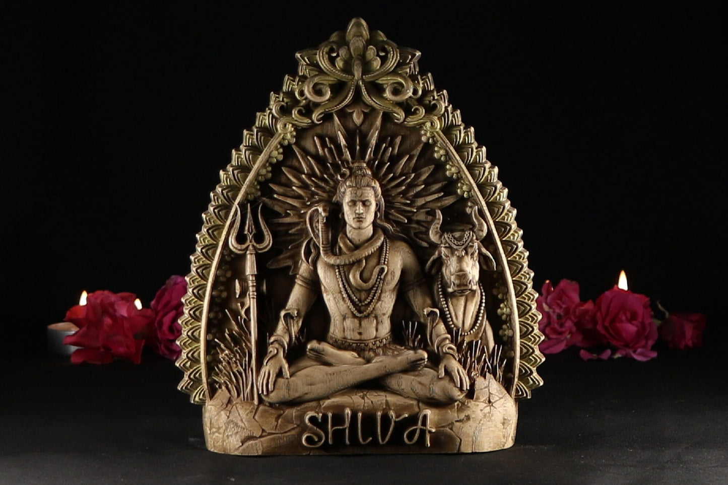 Wooden Carving Shiva Statue - Hindu God Sculpture