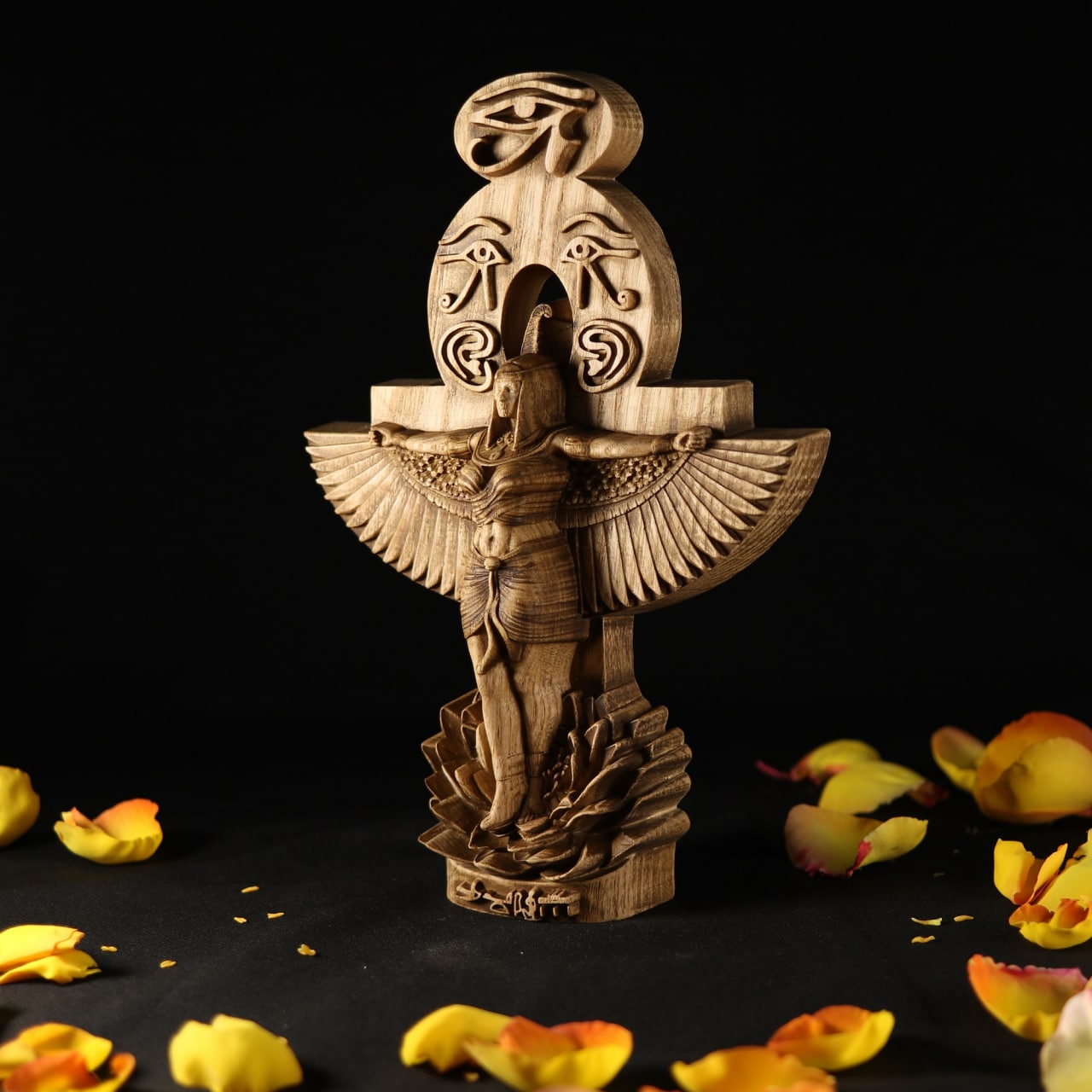 Goddess of Harmony Maat Statue - Wooden Ancient Egypt Statue