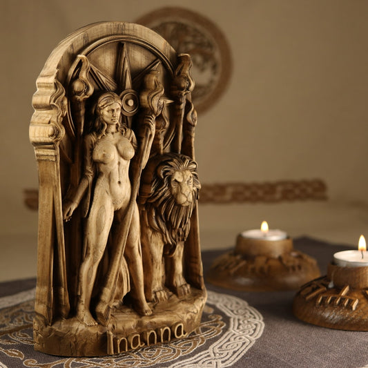 Inanna Wiccan Decor Wooden Statue