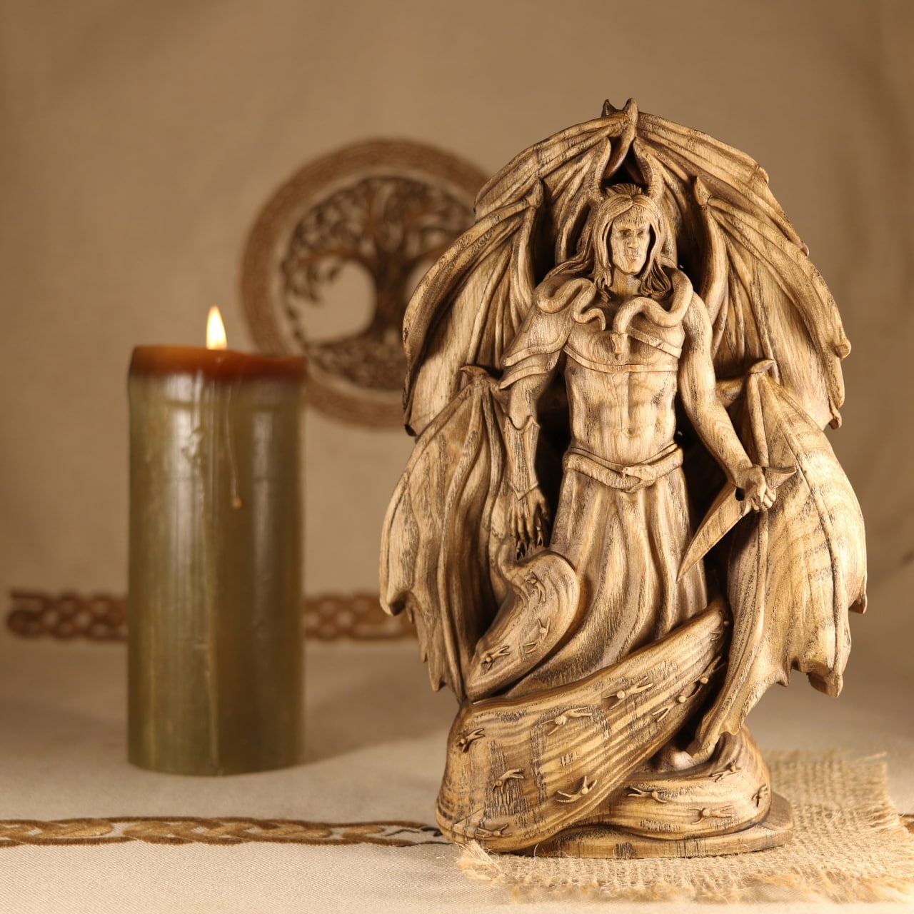 Samael, Lucifer morningstar, Wooden statue