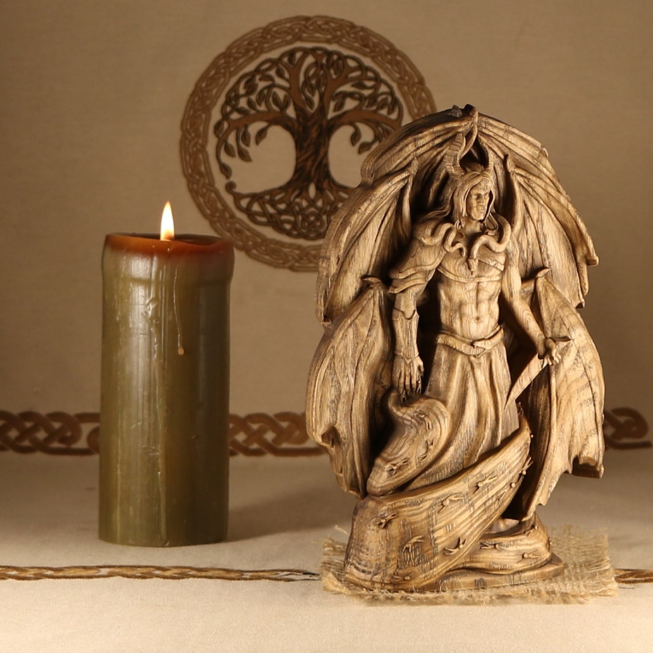 Samael, Lucifer morningstar, Wooden statue