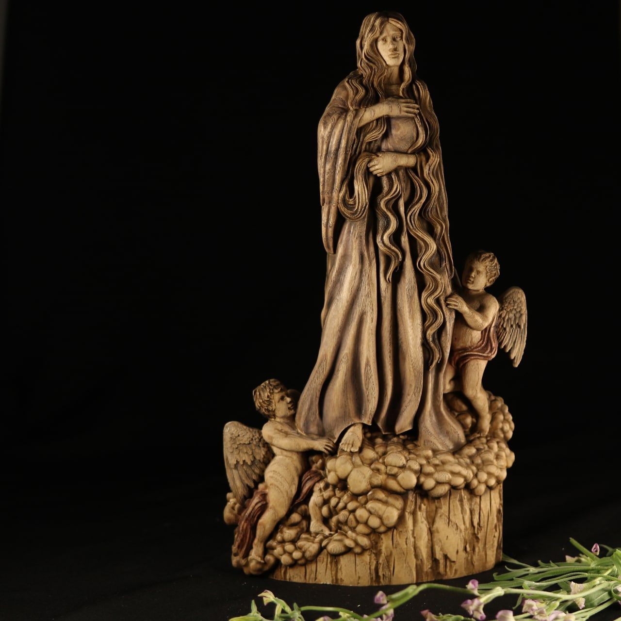 Handcrafted Mary Magdalene Wooden Statue