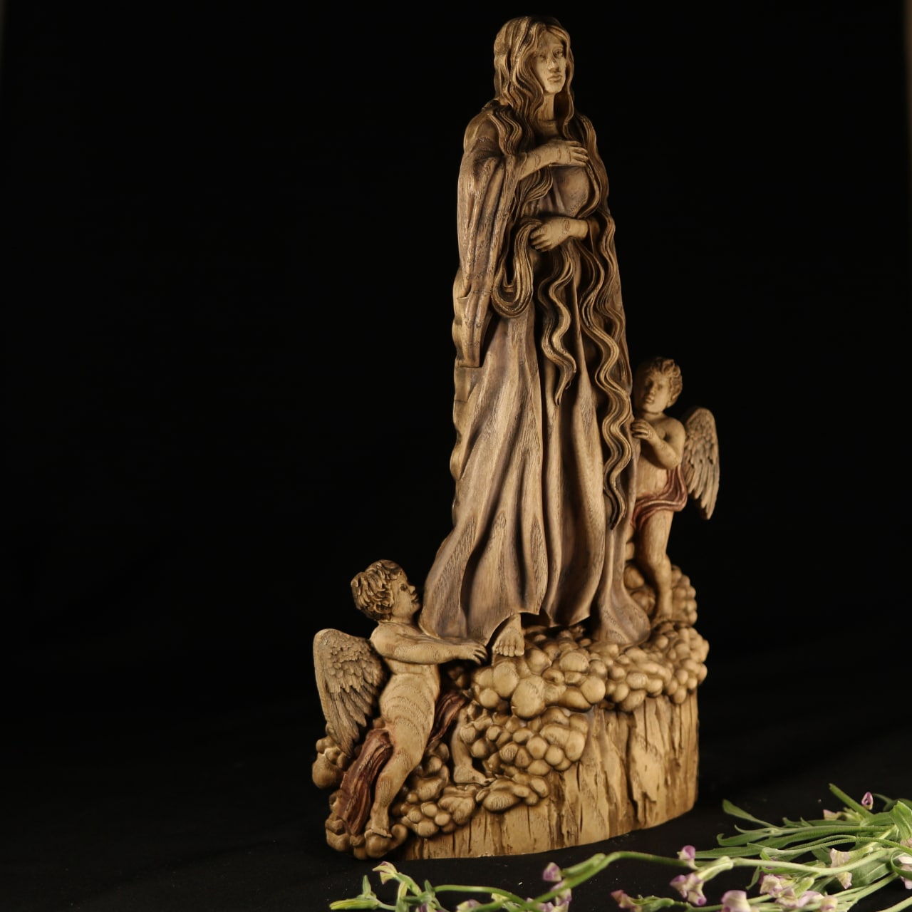 Handcrafted Mary Magdalene Wooden Statue