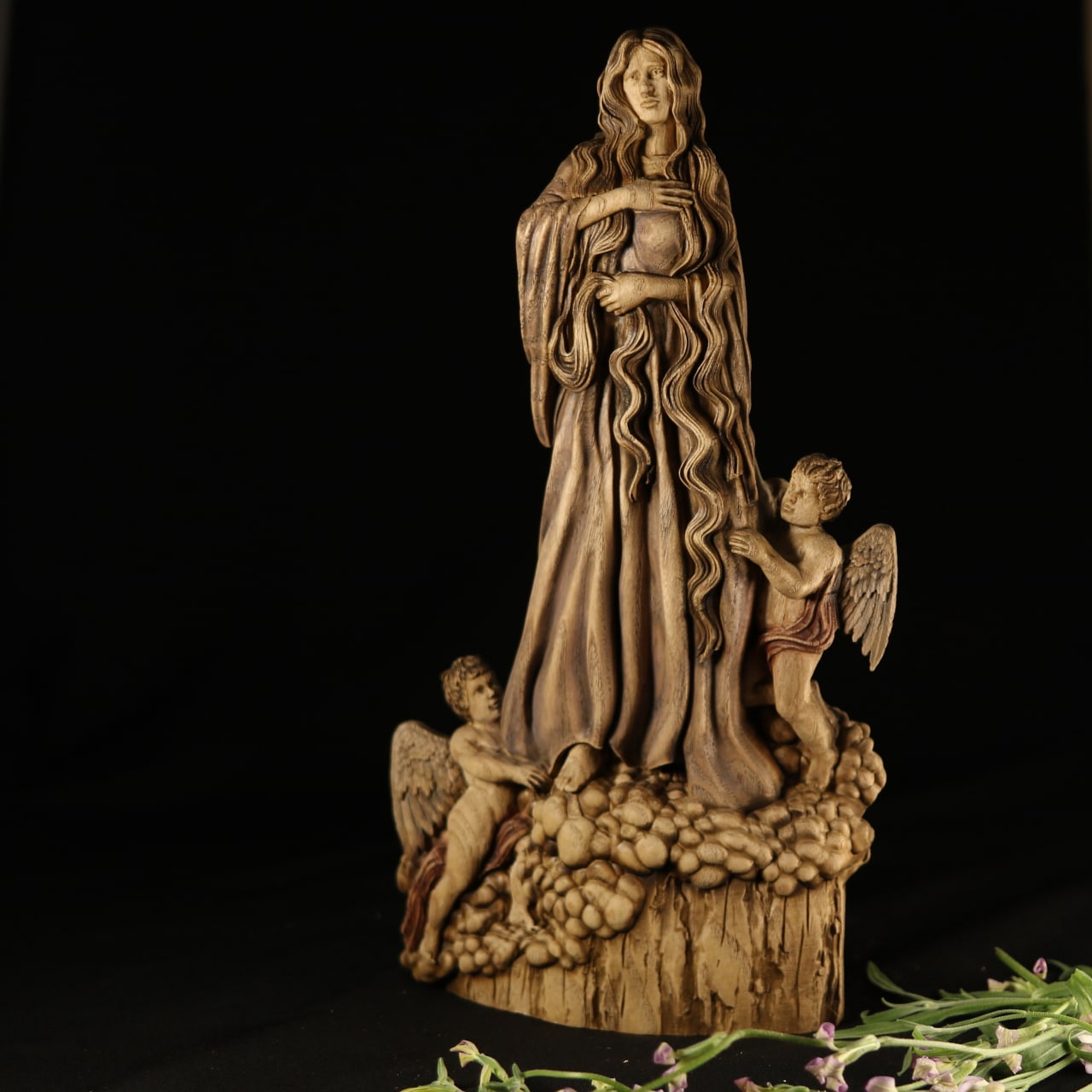 Handcrafted Mary Magdalene Wooden Statue