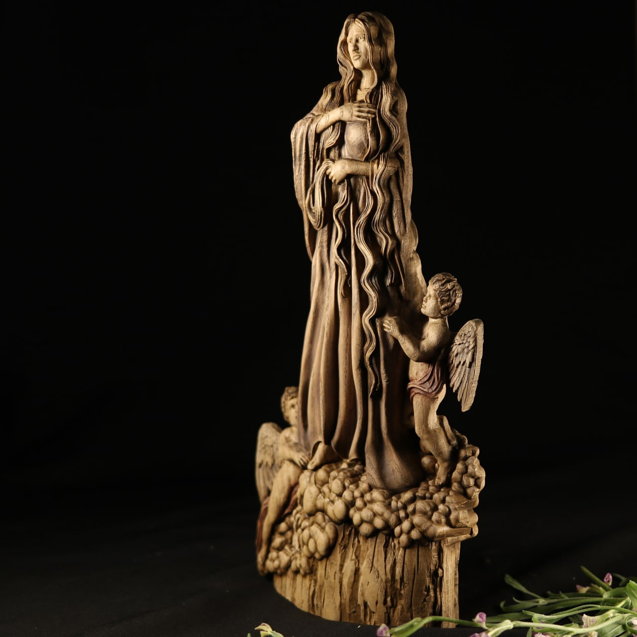 Handcrafted Mary Magdalene Wooden Statue