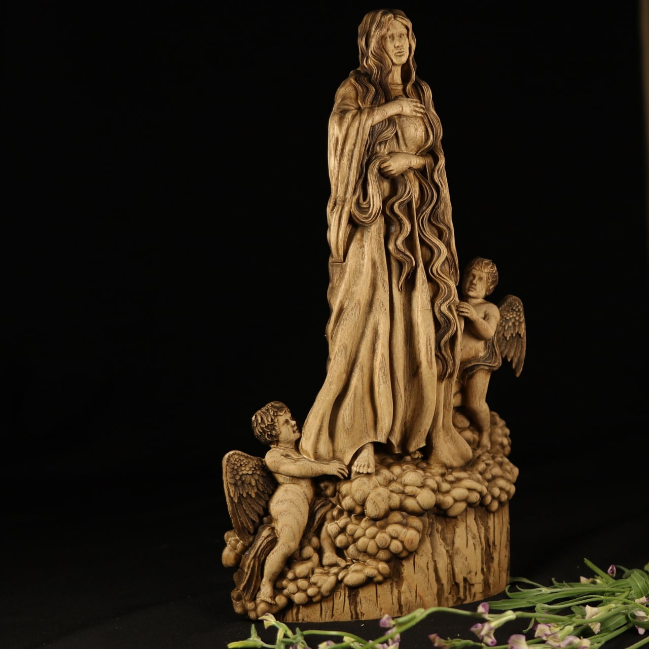 Handcrafted Mary Magdalene Wooden Statue
