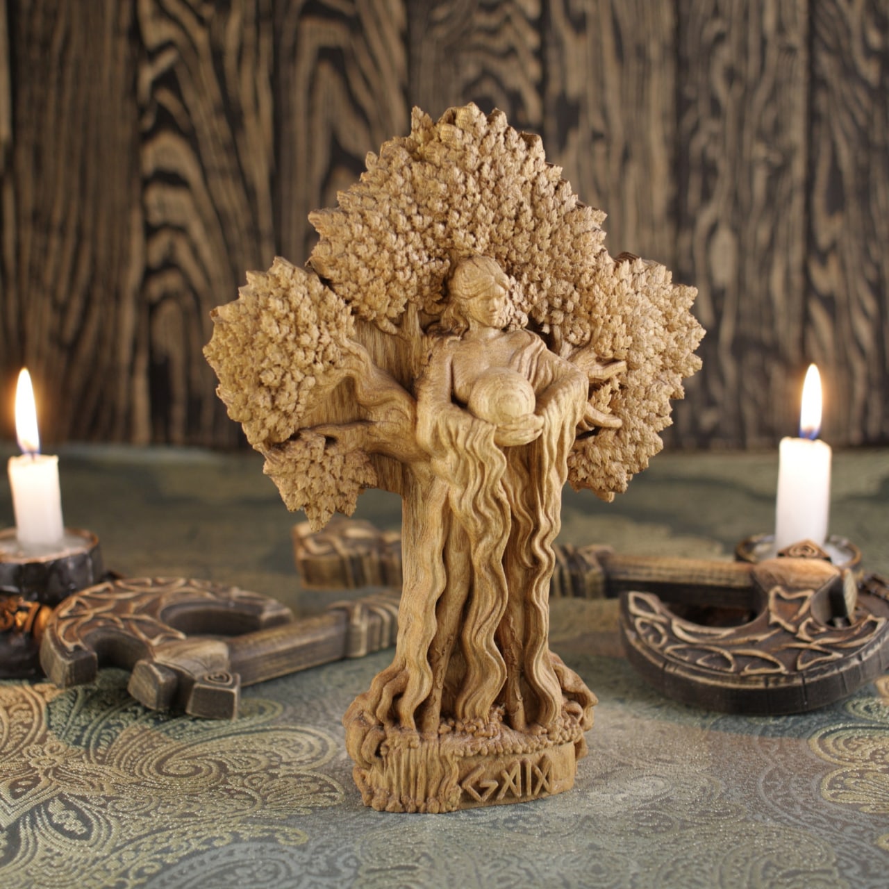 Gaia - Wooden Greek Goddess Statue