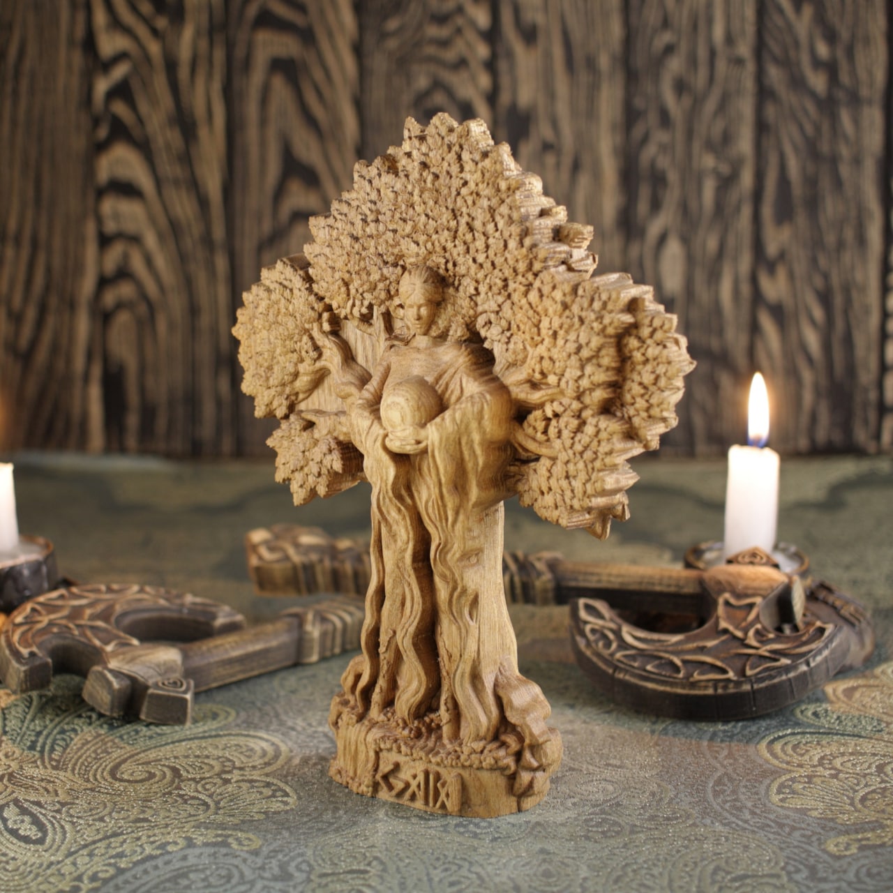 Gaia - Wooden Greek Goddess Statue