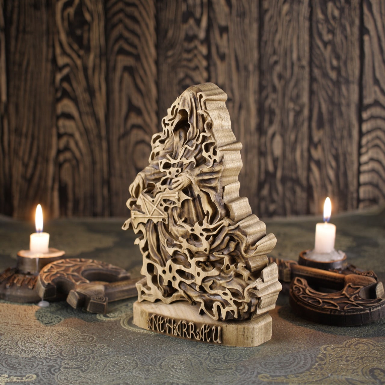 Dark Lord Ant'Harratu Statue - Wooden Satanic Figurine