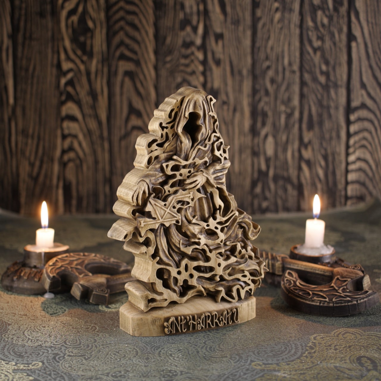Dark Lord Ant'Harratu Statue - Wooden Satanic Figurine