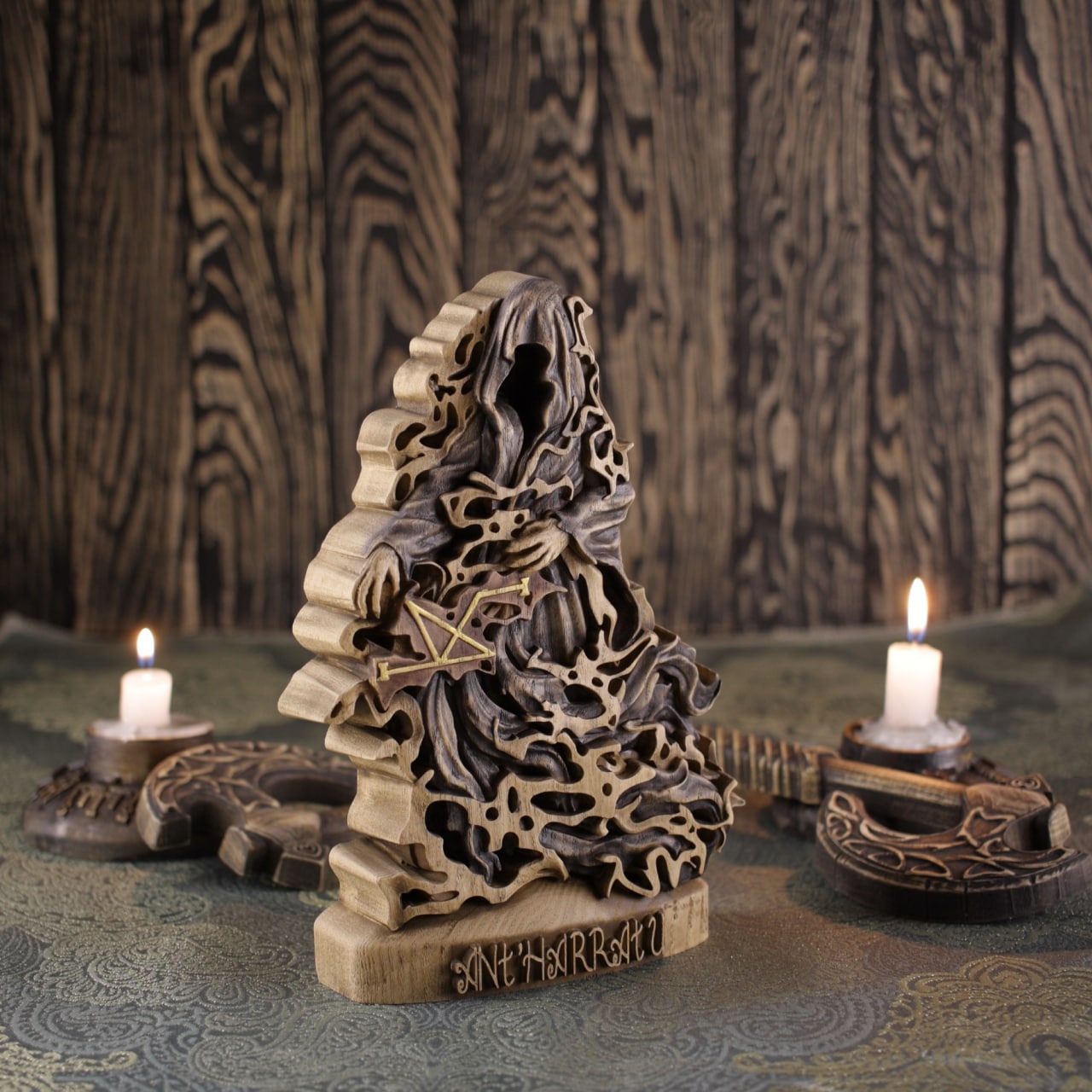 Dark Lord Ant'Harratu Statue - Wooden Satanic Figurine