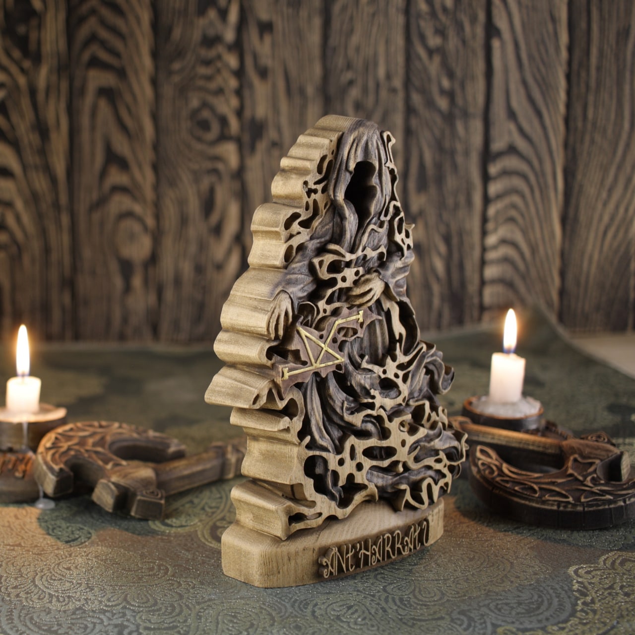 Dark Lord Ant'Harratu Statue - Wooden Satanic Figurine
