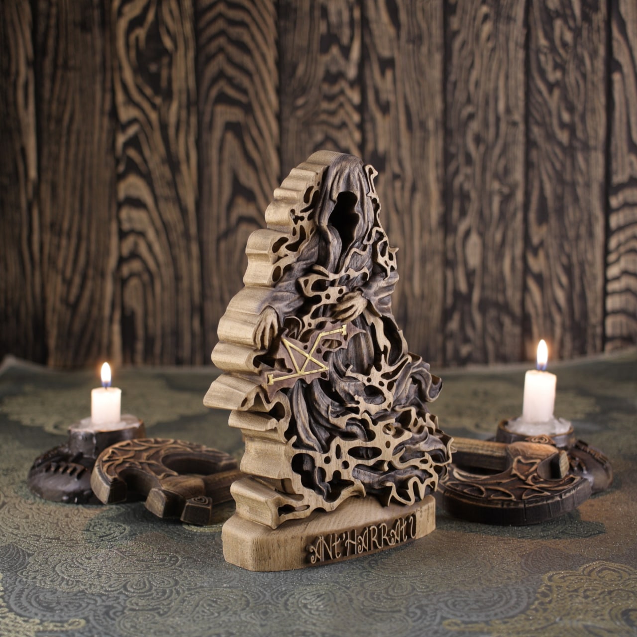 Dark Lord Ant'Harratu Statue - Wooden Satanic Figurine