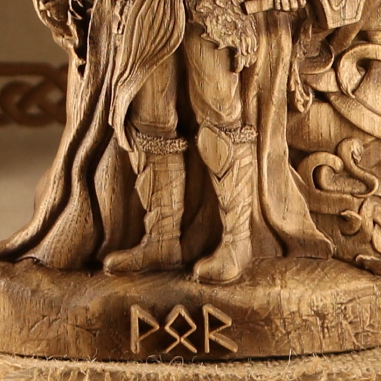 Wooden Thor Statue - Carved Wood Art