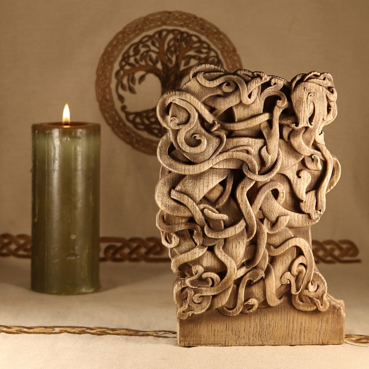 Wooden Thor Statue - Carved Wood Art