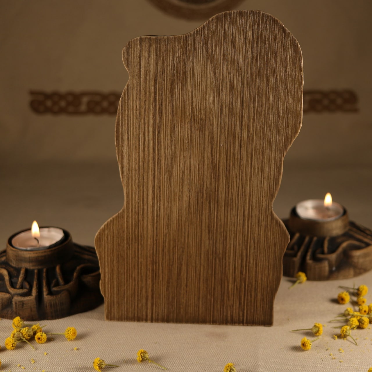 Freya and Cats Wooden Statue for Asatru Altar