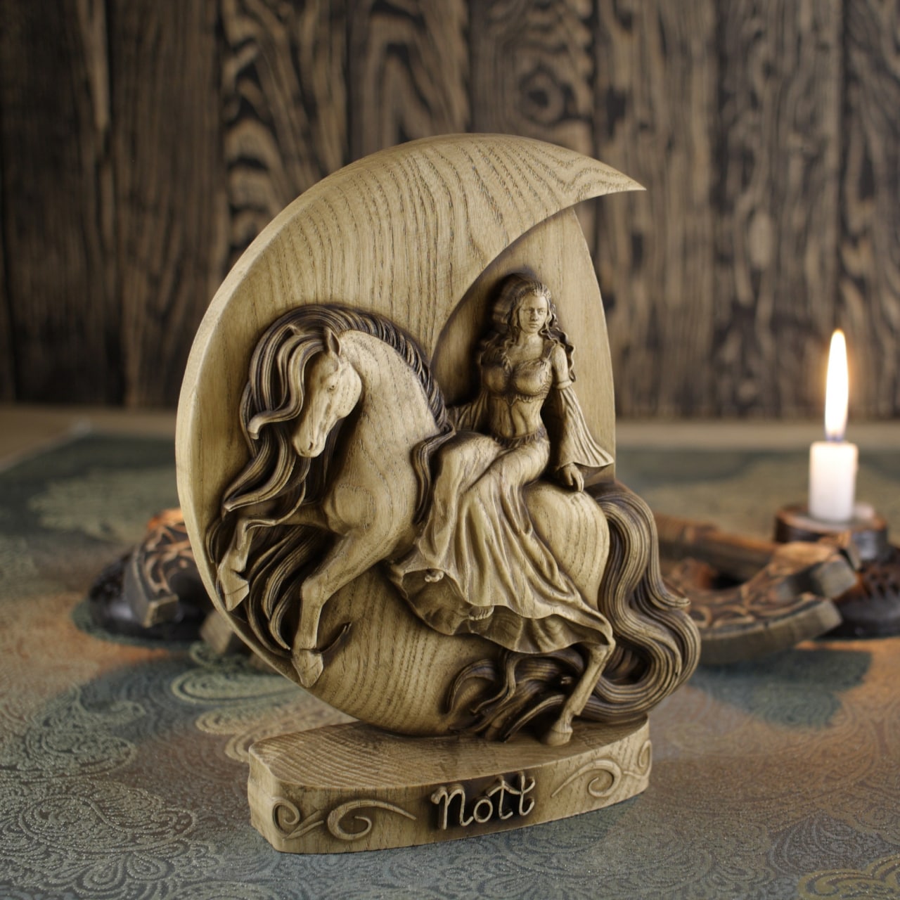 Nott Norse God Statue - Horse Wooden Sculpture