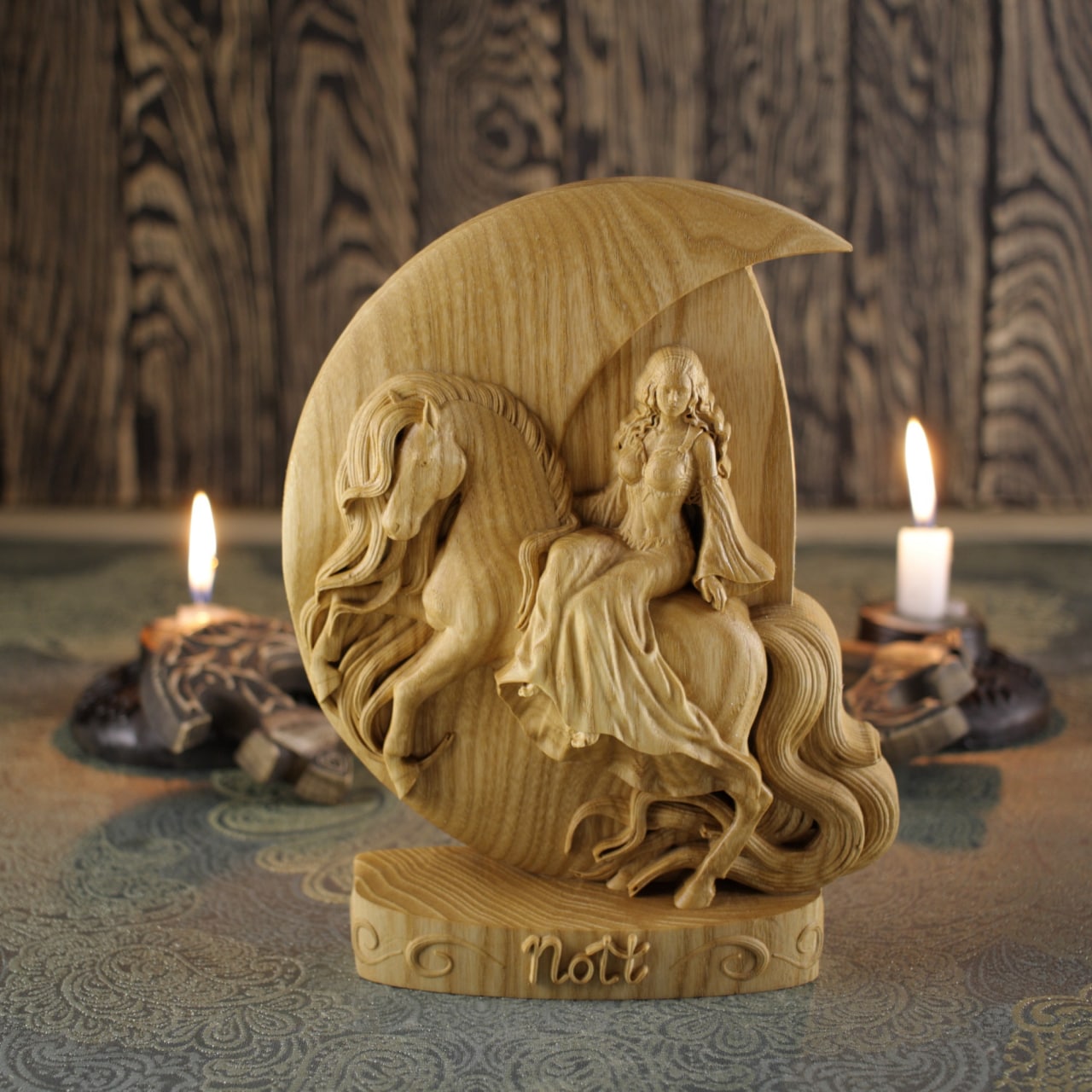 Nott Norse God Statue - Horse Wooden Sculpture