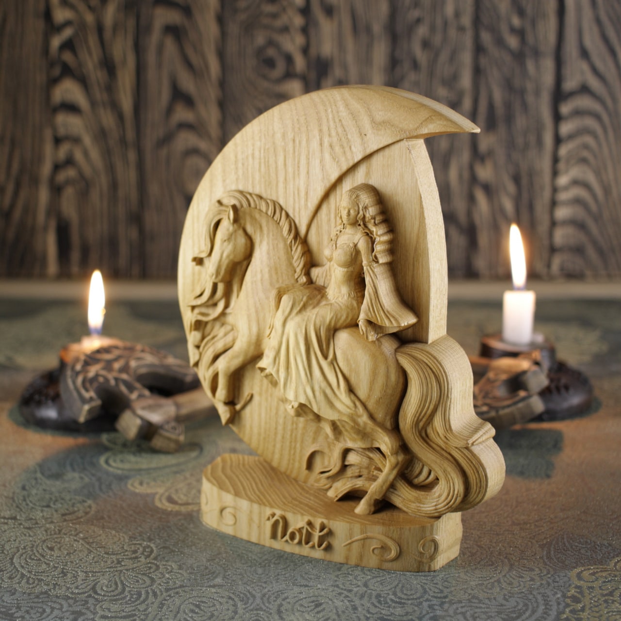 Nott Norse God Statue - Horse Wooden Sculpture