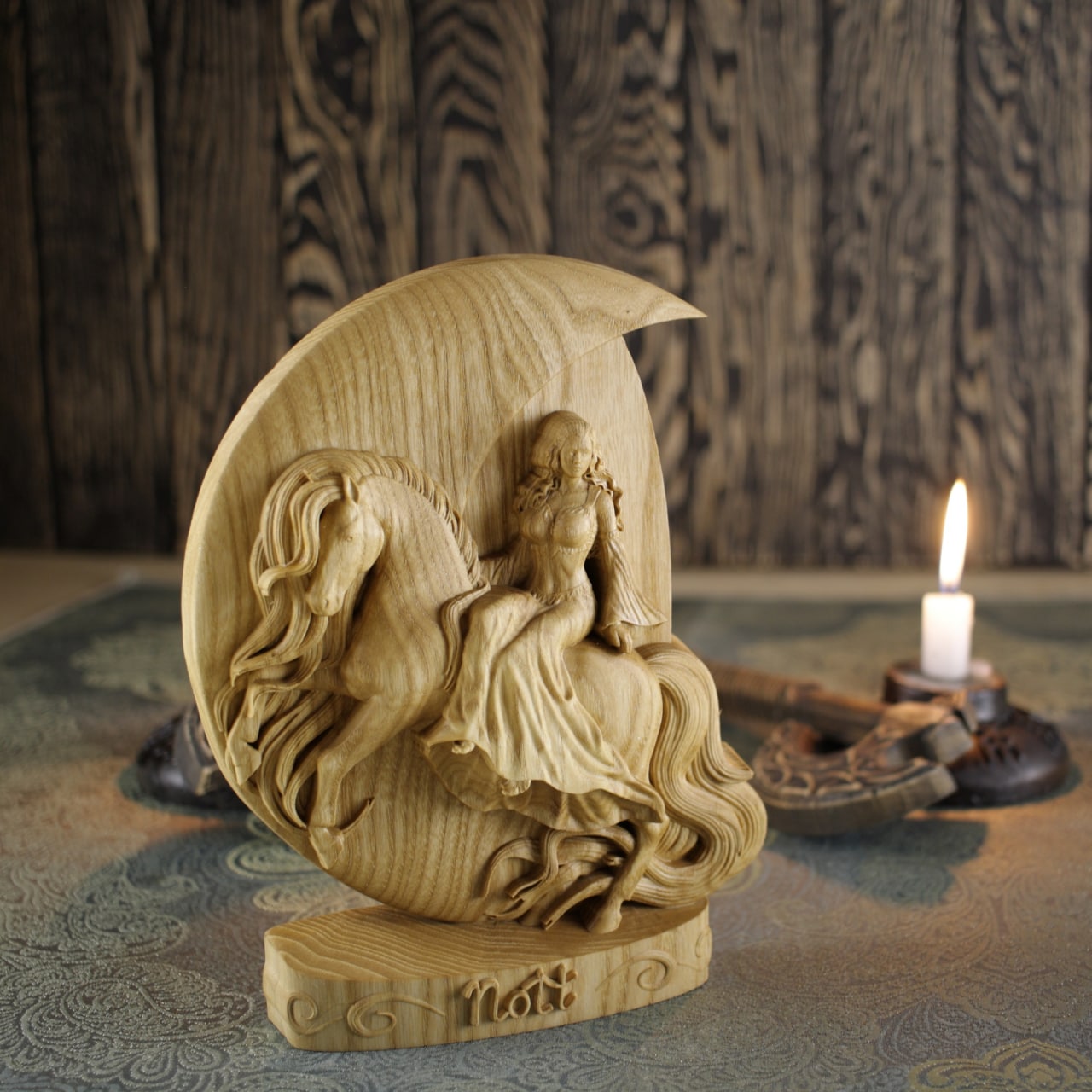 Nott Norse God Statue - Horse Wooden Sculpture