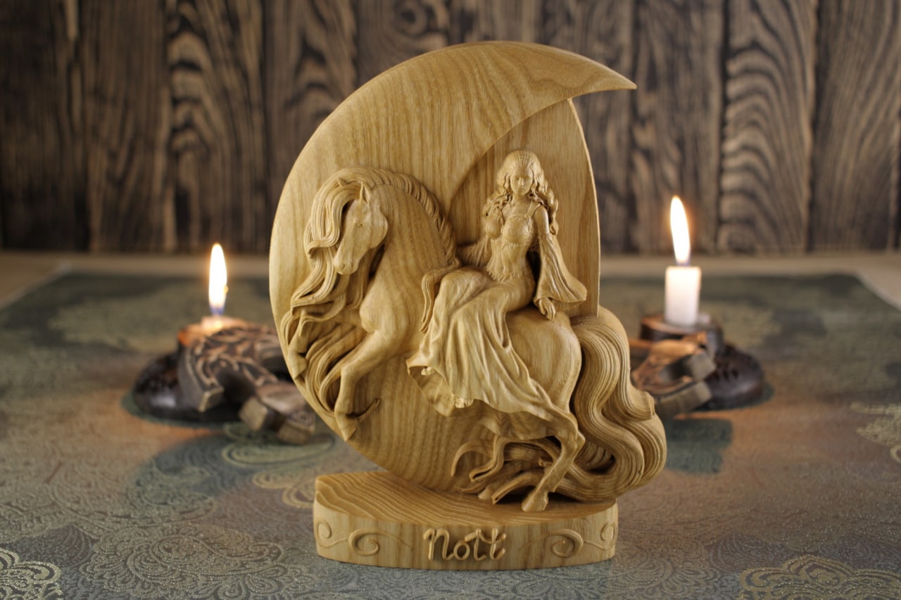 Nott Norse God Statue - Horse Wooden Sculpture