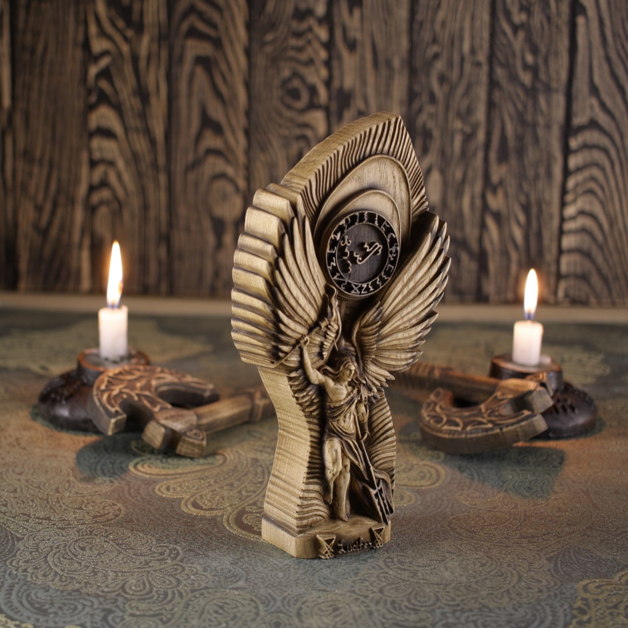 Wooden Lucifer Statue