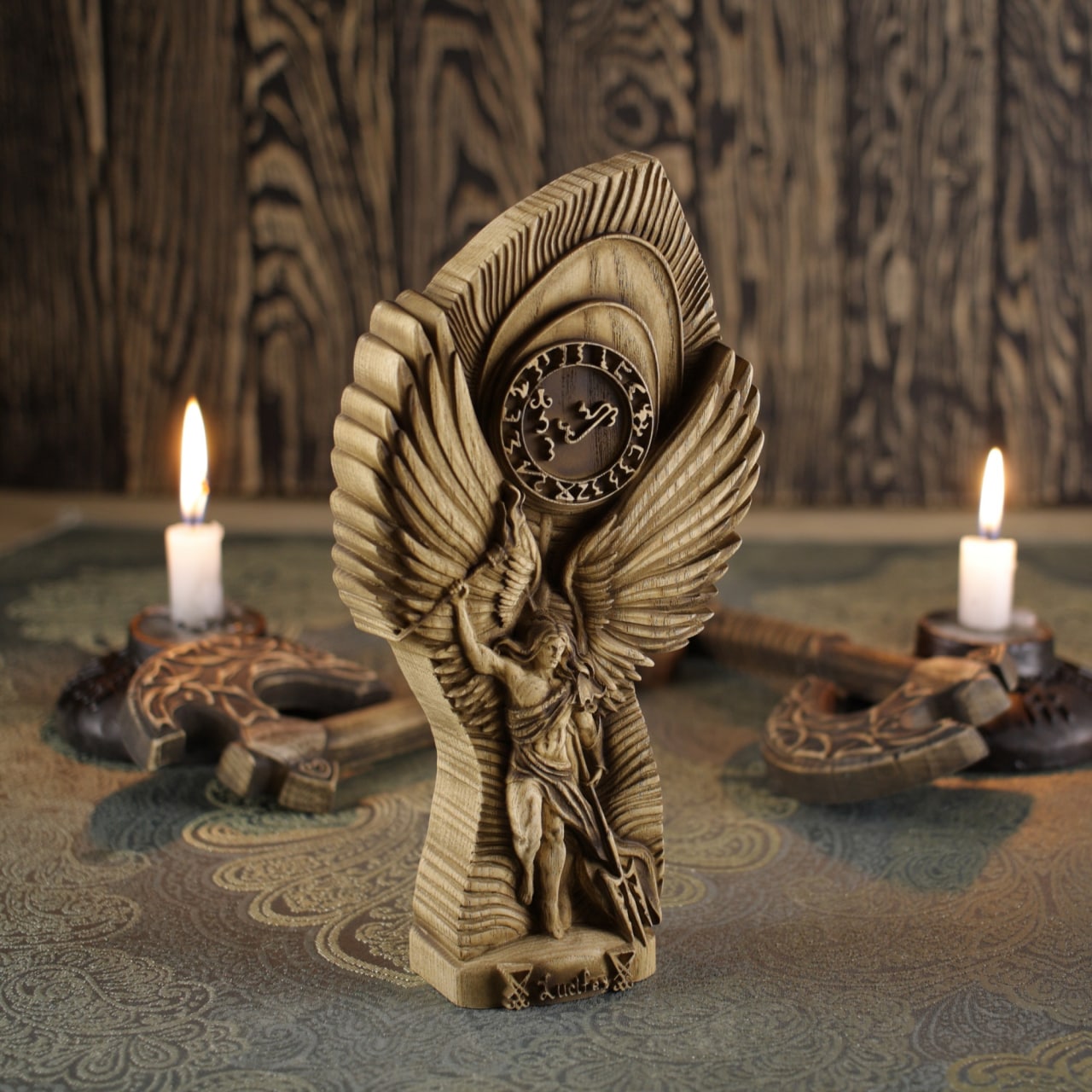 Wooden Lucifer Statue